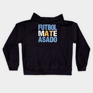 Futbol Mate Asado Argentinian Flag Argentina Distressed Kids Hoodie